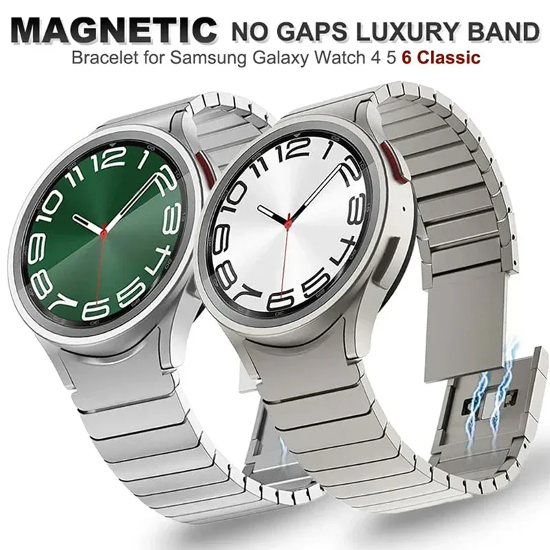 No Gaps Magnetic Titanium Color Bracelet for Samsung Galaxy Watch 4/5 6 40 44mm Classic 43mm 47mm 42 46mm 5 Pro 45mm Luxury Band