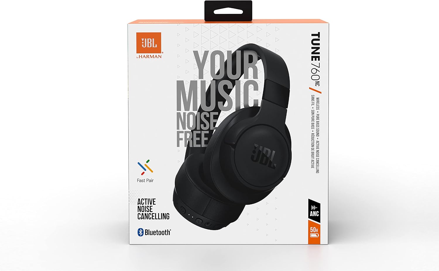 Tune 760 NC, Wireless Over Ear Active Noise Cancellation Headphones with Mic, Upto 50 Hours Playtime, Multi-Device Connectivity, Pure Bass, AUX & Voice Assistant Support for Mobile Phones