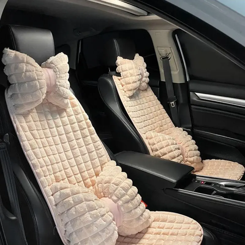 Car headrest winter rabbit hair car comfort warm neck pillow cushion creative headrest lumbar support auto supplies - image 1