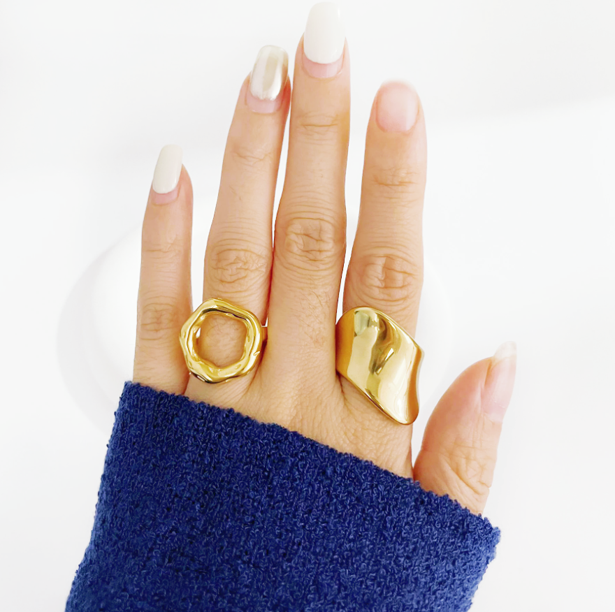 Fashionable High Quality Irregular Geometry Smooth Ring, Alloy Gold Plated That Women's Ring, Suitable For Men And Women Party W