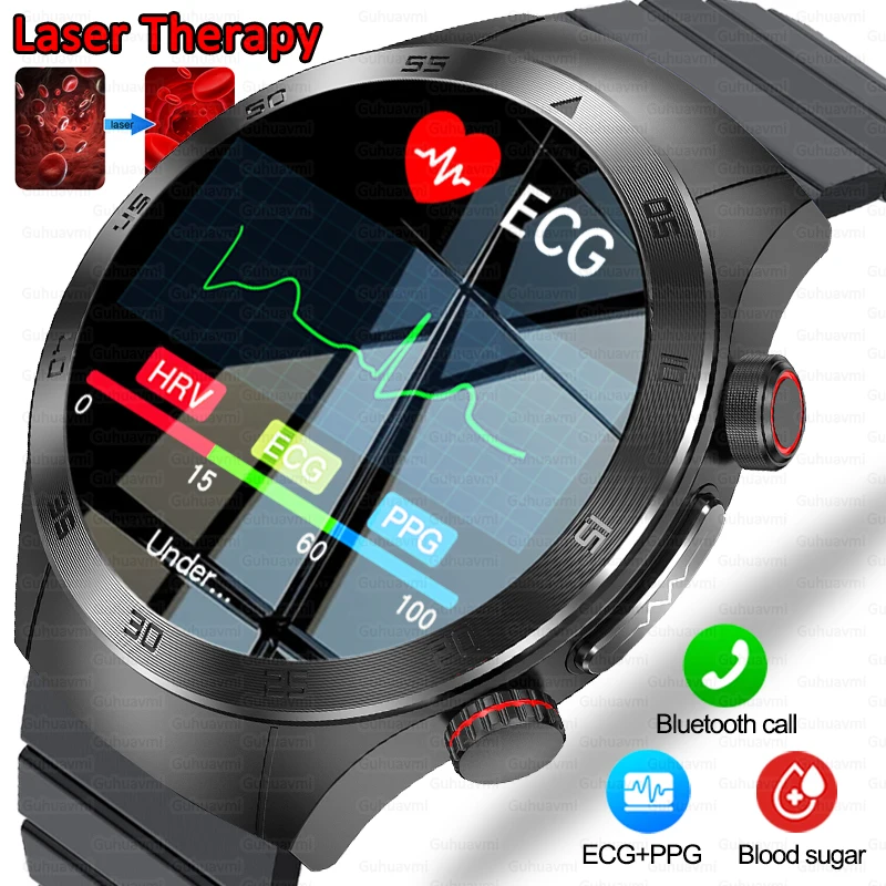 Laser Treatment Three High Smart Watch ECG Blood Glucose Smartwatch Body Temperature Bluetooth Call Clock 2024 New Medical Grade