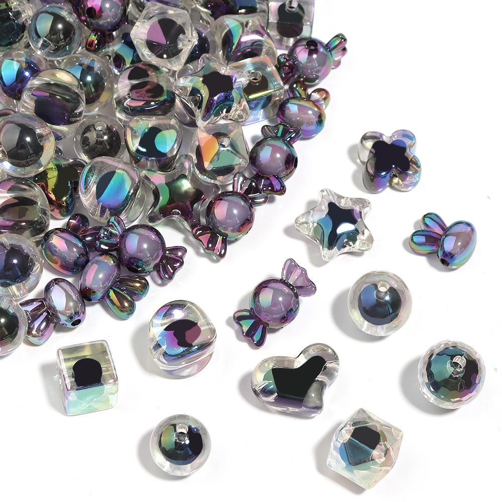 50pcs/lot Black Acrylic Billiards Shape Round Beads Beaded Accessories Spacer Loose Beads For DIY Jewelry Making Findings