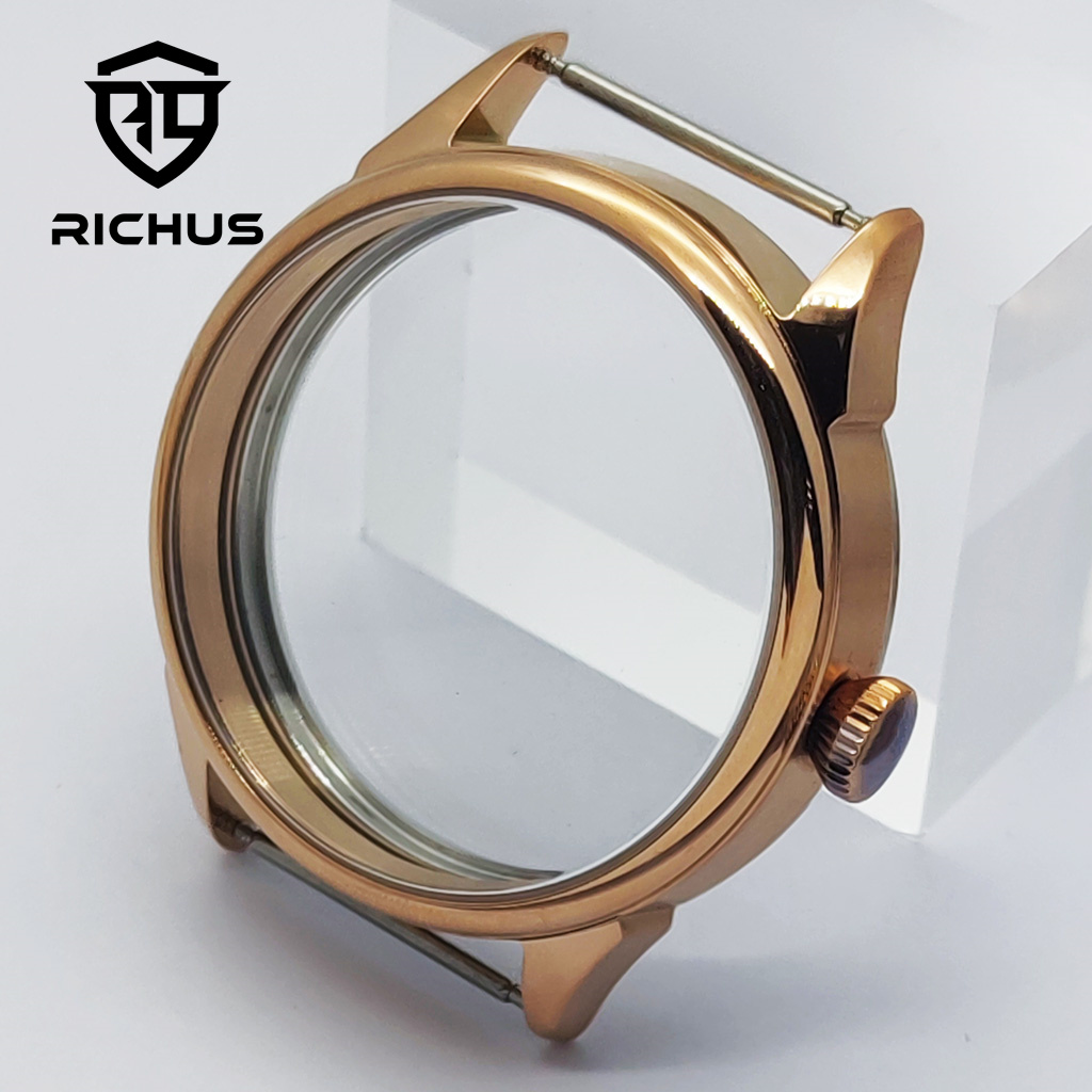 RICHUS ETA6497 Case 42mm Rose Gold Watch Case Fit ETA6497 6498 ST3600 ST3620 ST36 Movement Watch Accessories