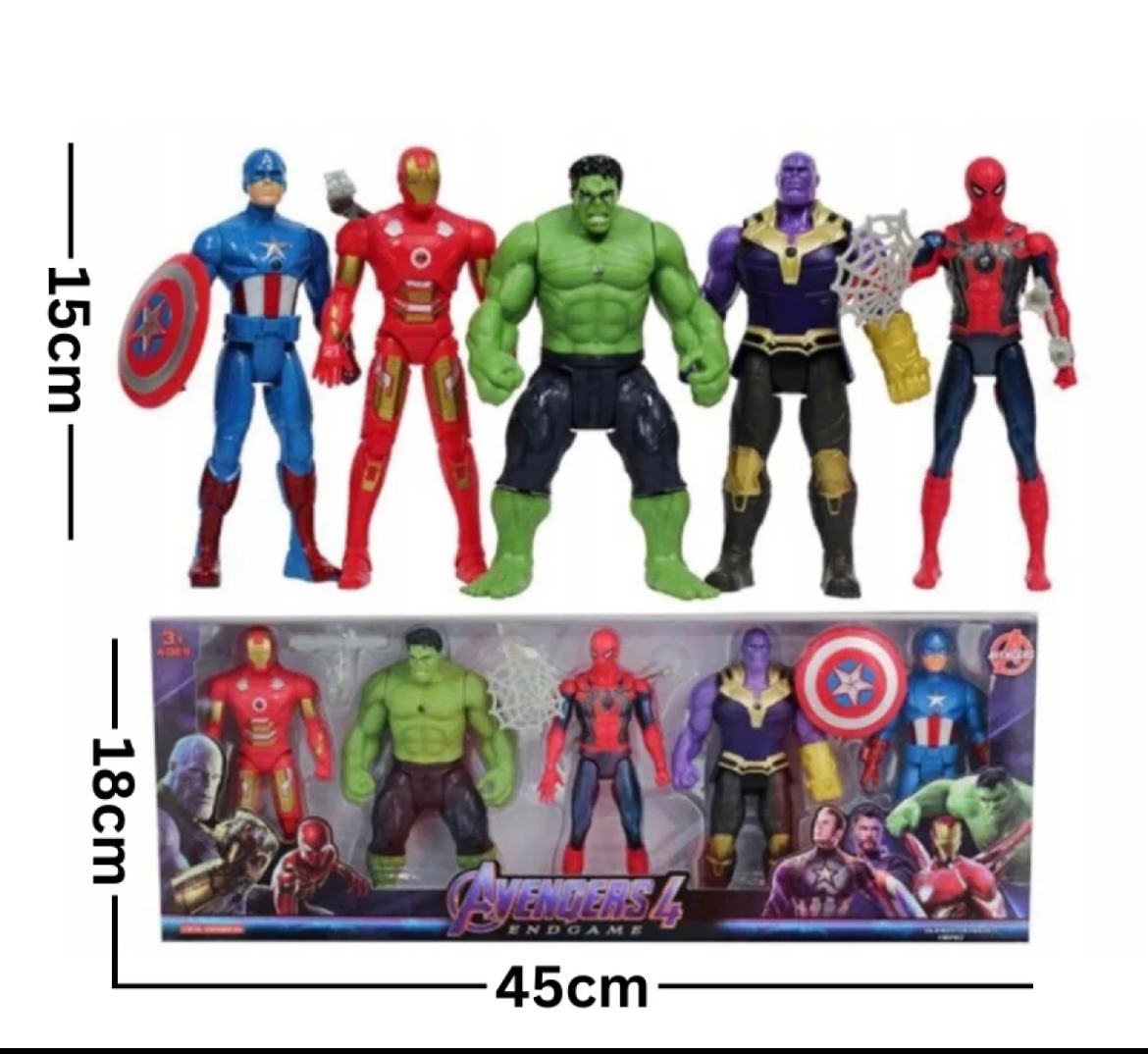 Marvel Avengers Super Hero 5 Pcs Hulk Spider Man Captain America Thanos Ironman Toys Foldable Body Parts