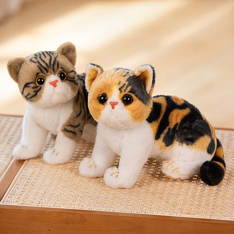 Big Face Garfield Cat Doll Simulated Animal Plushie Stuffed Like Real Striped Three Colors Plush Little Kitten Peluche Kids