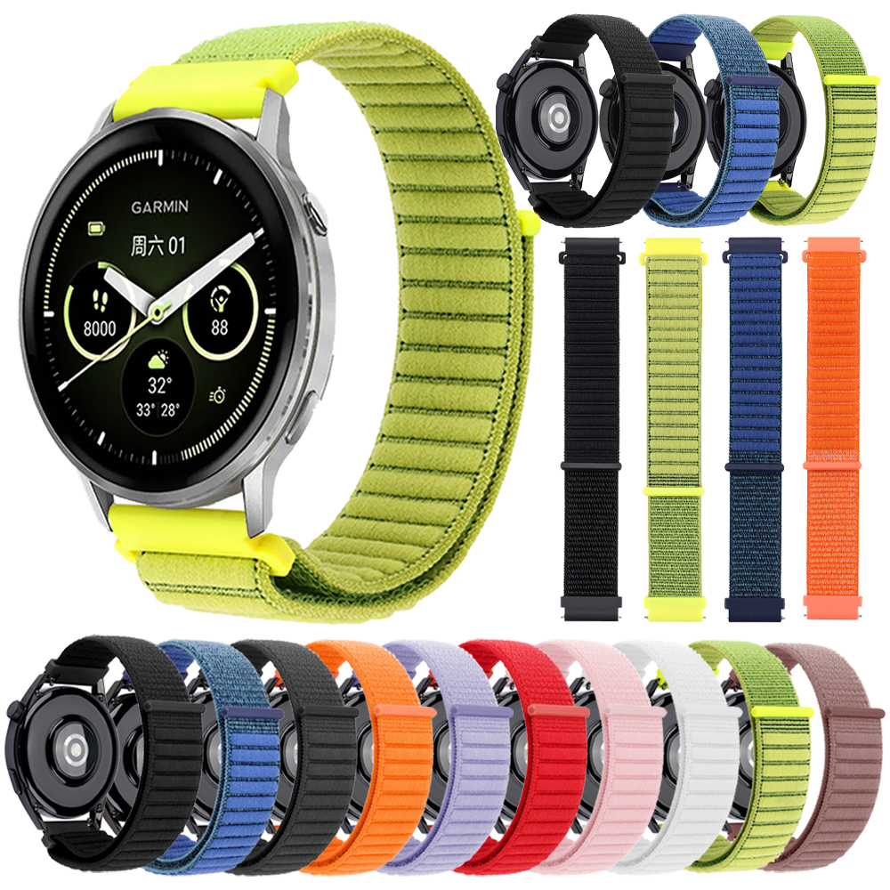 20 22mm Nylon Sports Watchband For Venu Sq2 3 4 Vivoactive 5 6 Forerunner 570 165 265 Active6 Braided Loop Strap Bracelet