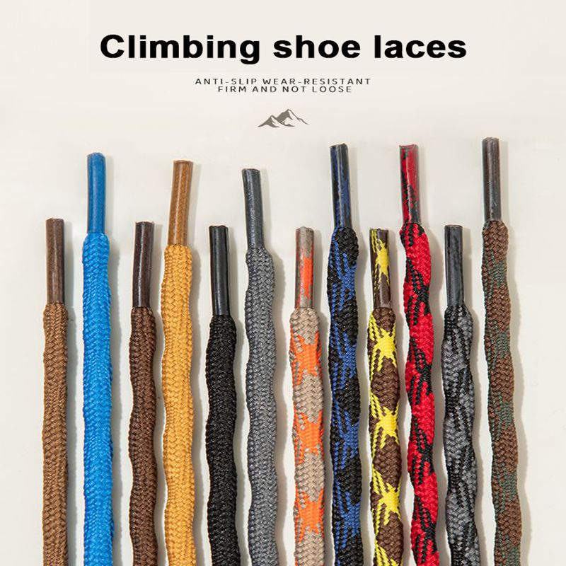 1 Pair Mountaineering Shoelaces Double Spherical Cross Woven Sports Shoe Laces Anti Slip and Durable Outdoor Heavy-duty Shoelace