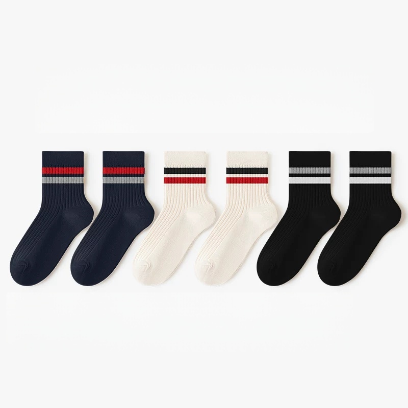 1/6Pairs Hot Sale Cotton Men's Socks Casual Breathable Socks High Quality Man Solid Long Socks Striped Socks for Couple EU 39-44