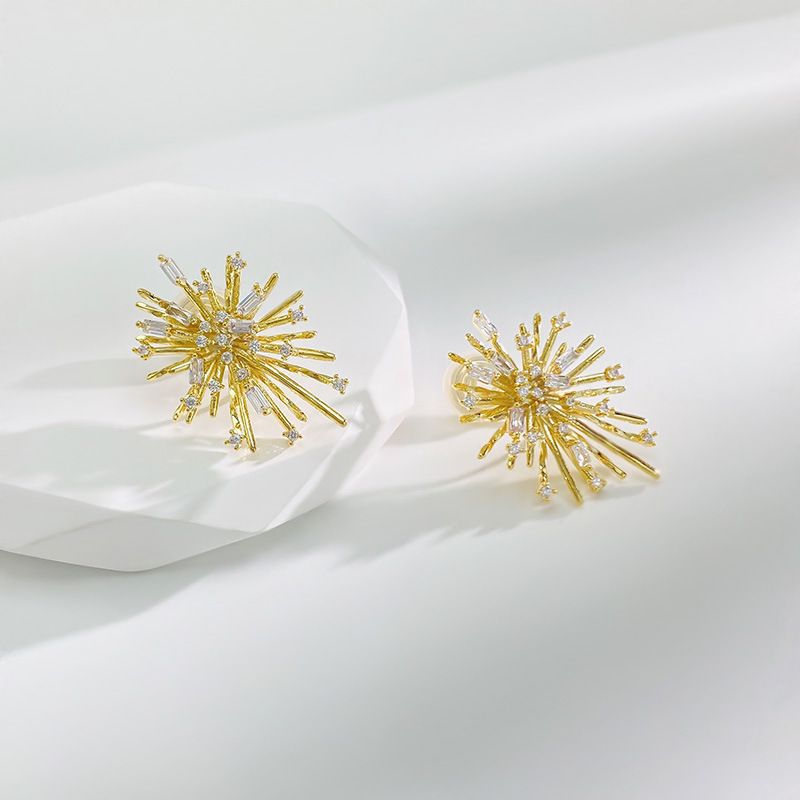New Fireworks Zircon Earrings and Earstuds for Women's Fashion, Light Luxury, Personalized and High end Earrings