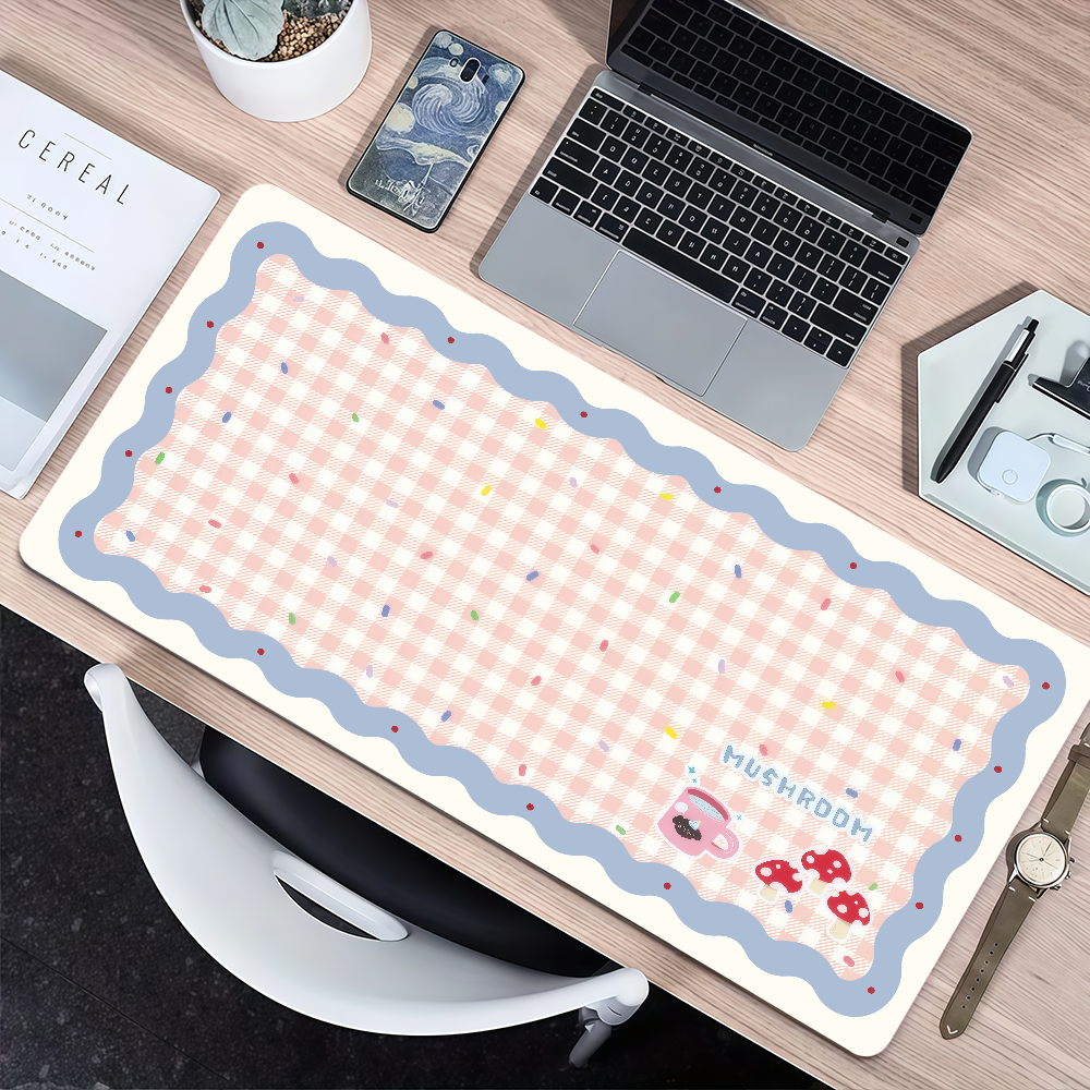 Cute fashion modern plaid art pink Mouse Pad Non-slip Lockedge Thickened Desktop MousePad Large Comfort Gaming Office Student