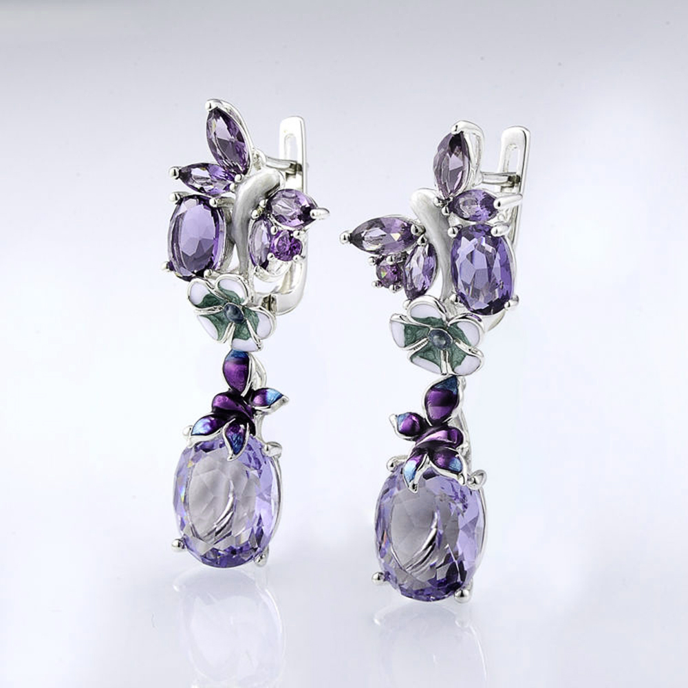 Huitan Romantic Purple Butterfly Earrings Women Vintage Party Elegant Female Accessories Anniversary New Drop Earrings