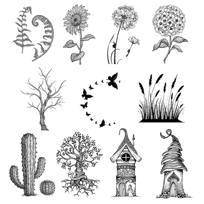 7*10cm Original Clear Stamps Flower Plant Silicone Stamp for Scrapbooking Card Making DIY Craft Album Diary Collage Decoration