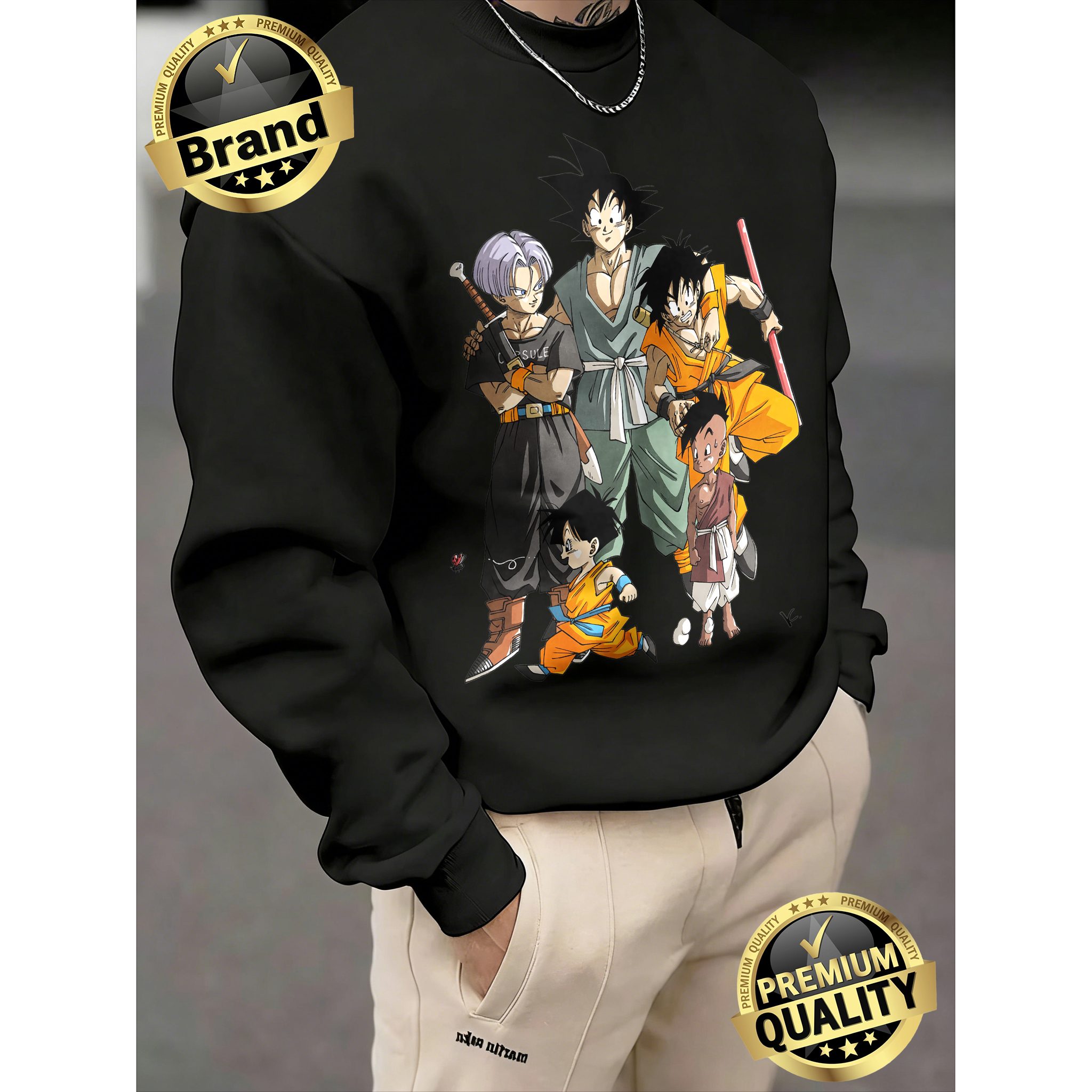 2026 Fall Dragon Ball Gogeta All Super Saiyan Forms Print 100% Cotton Crewneck Sweatshirt, Oversized Streetwear for Men & Women