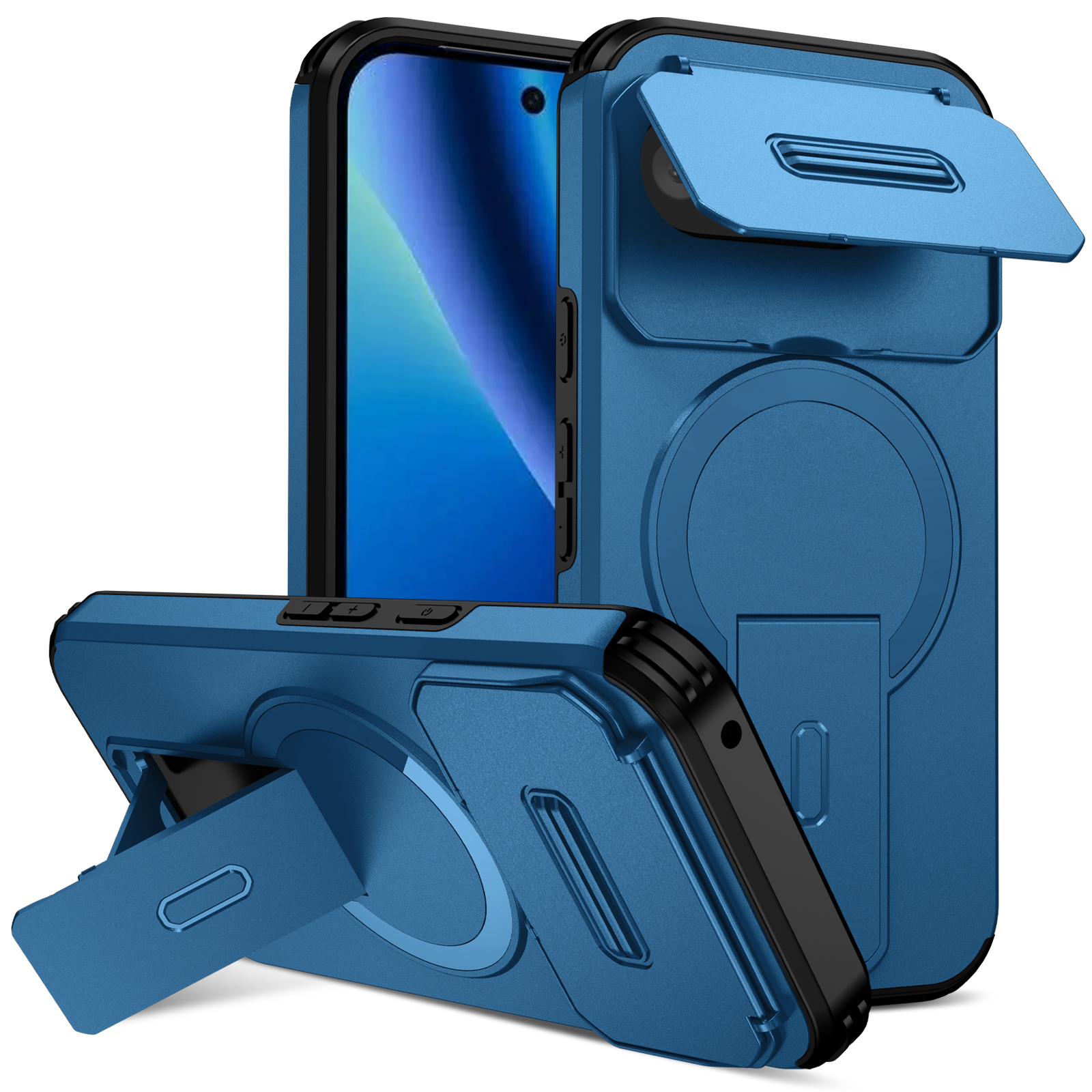 Luxury Armor Shockproof Case for Pixel 10 10A 9 9A 8 Pro XL Magnetic Wireless Chraging Fold Stand Shell Fundas Back Cover