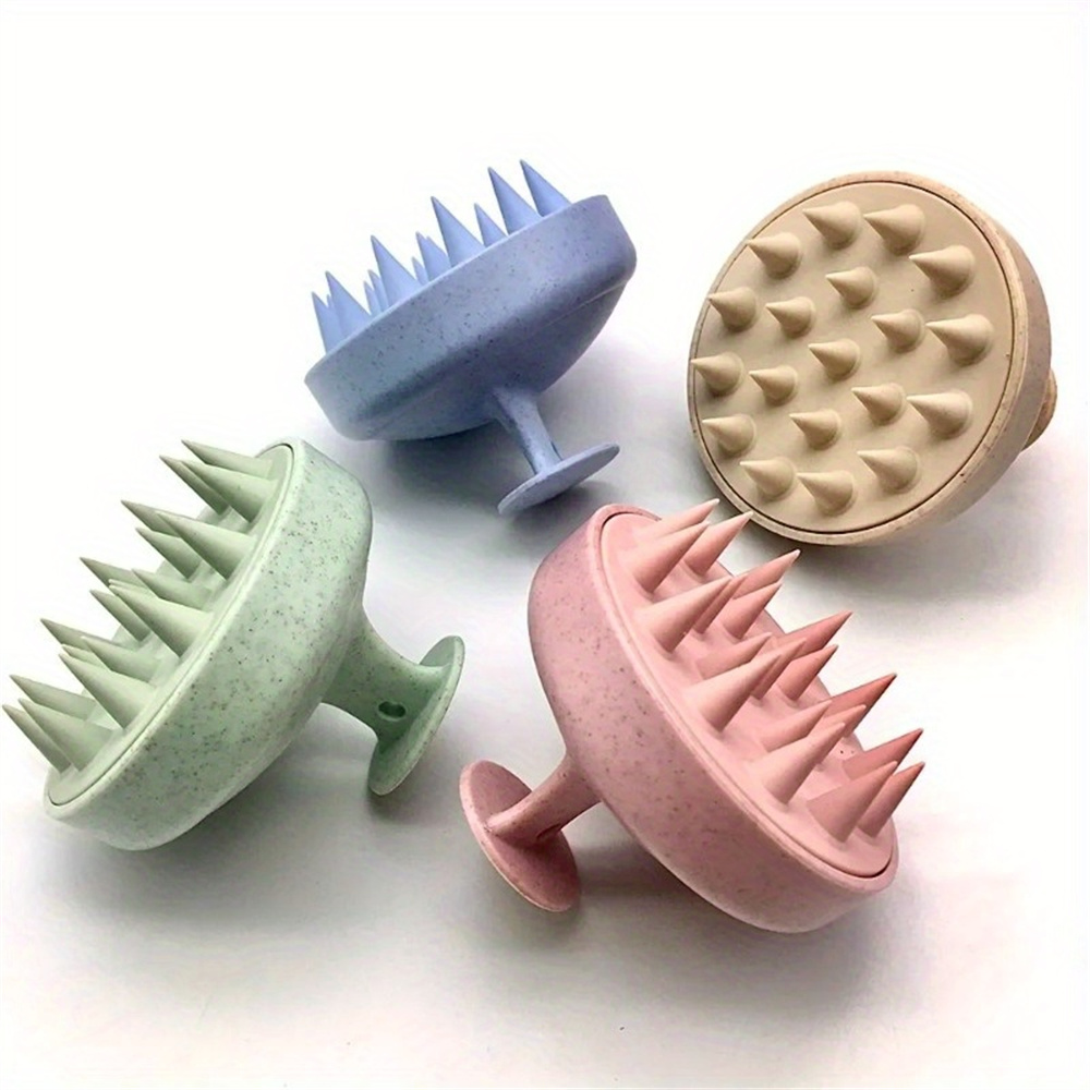 1pc Scalp Massage Comb Silicone Leaf Shaped Shampoo Bath Body Massage Brush Long Handle Salon Brush, Special for Real Hair