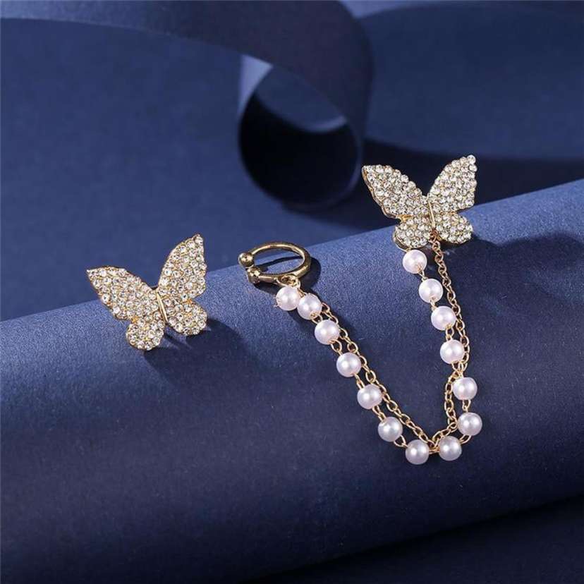 1 Pair Korean Style Trendy Beautiful Pair of Earrings Butterfly Designs Earrings For Girls Women Cubic Zirconia Alloy Stud Earring