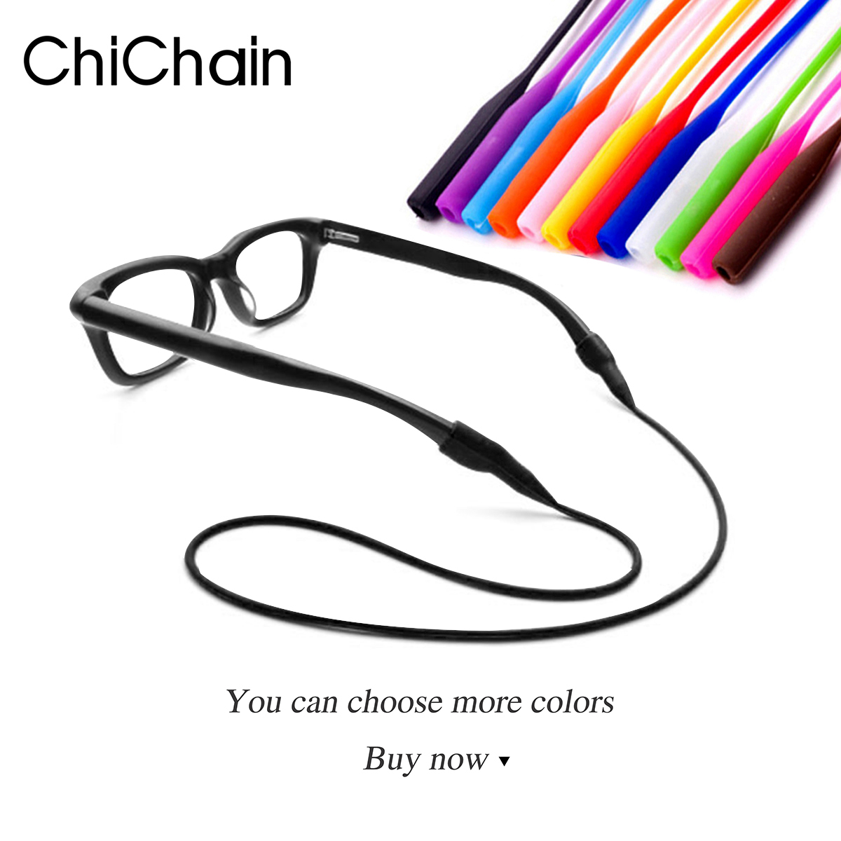 Eyeglasses Multicolor Elastic Silicone Lace Adjustable Letter Button Sports Anti-Slip String Glasses Straps Neck Tape Round Ends