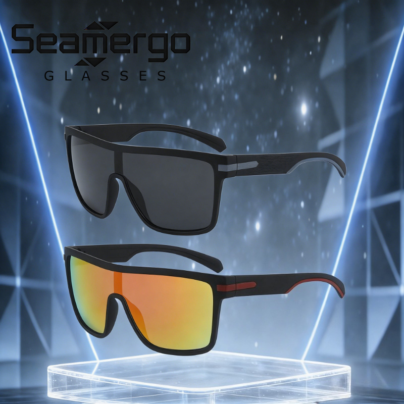 SEAMERGO 1/2PCS Large Frame Colorful One-piece Windproof Cycling Sunglasses Unisex UV Resistant Sun Protection Glasses