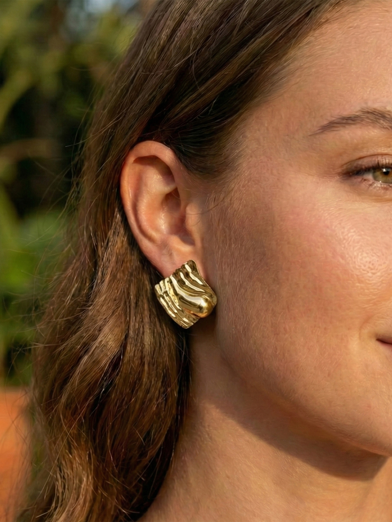 Fashion Metal Square Stainless Steel Earrings Gold Plated Do Not Fade Earrings Dainty Bump Lava Irregular Stud Earrings