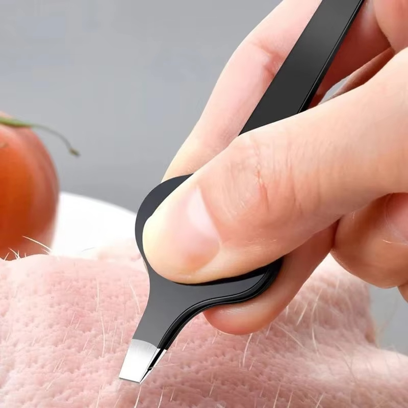 Slanted Tweezers For Removing Boar Bristles, With A Hollowed-Out Handle; Professional Eyebrow And Facial Hair Removal Tool; Prac