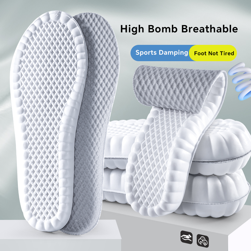 1 Pair PU Feet Sole Soft Breathable Sport Insoles For Shoes Sole Mesh Deodorant Shock Absorption Running Shoes Pad for Men Women