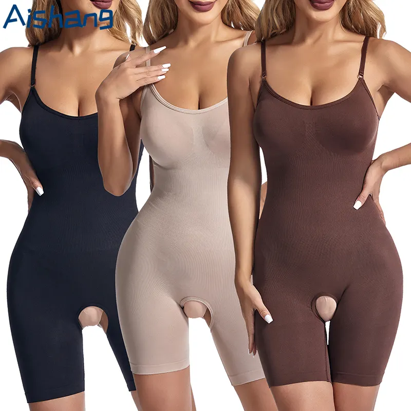 Women Seamless Bodysuit Compression Open Crotch Shapewear Push Up Belly Tightening Corset Slimming Butt Lifter Full Body Shaper - image 1