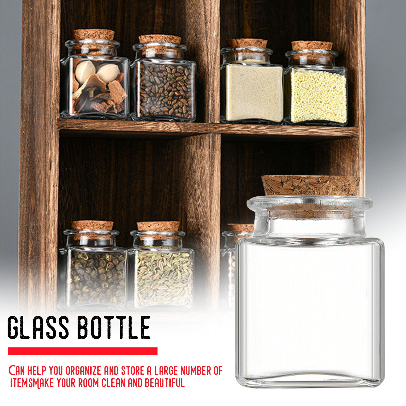 5/10pcs 50ml Clear Glass Bottles with Cork Spice Message Vials Empty Wish Bottle DIY Drifting Empty Tiny Jars Party Decorations