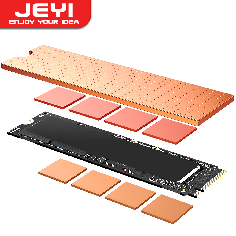 JEYI Graphene Copper Foil M.2 SSD Heatsink, NVMe NGFF 2280 Graphene Cooler SSD Radiator for Laptop PC PS5 2280 Drive 2-Pack