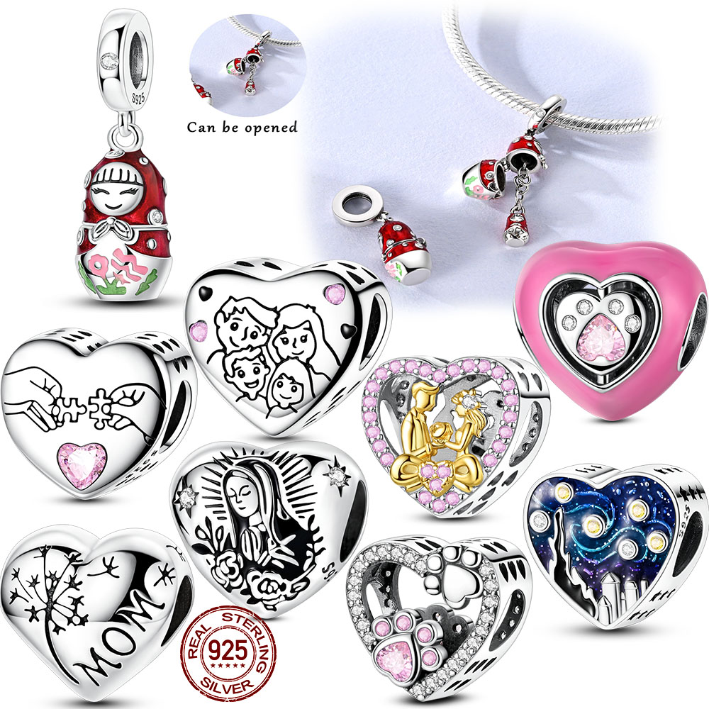 925 Sterling Silver 26 Letters A-Z Alphabet Charm Heart Love Letter Bead Fit Bracelet DIY Charm for Woman Jewelry Making