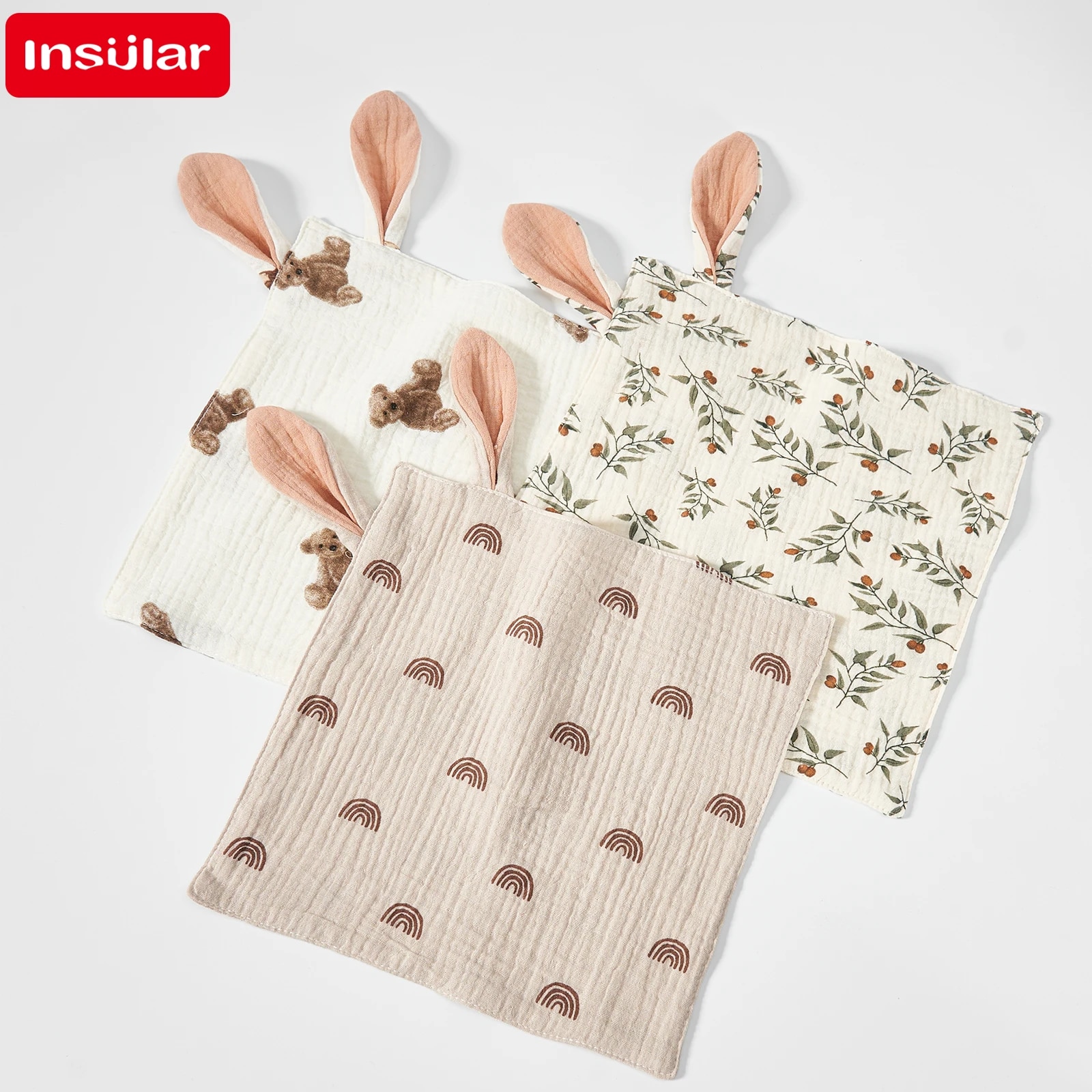 Cartoon Print Muslin Baby Saliva Towels Soft Washcloth Newborn Bib Toddler Hand Face Wipes Kids Handkerchief Burp Cloth