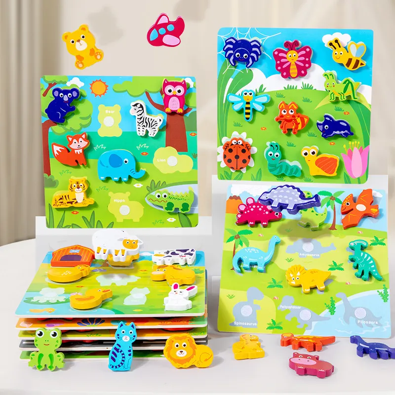 Children's 3D Puzzle Animal Transportation Sea Animal Fruits Early Education Fun DIY Paste Puzzle Toys for Kids