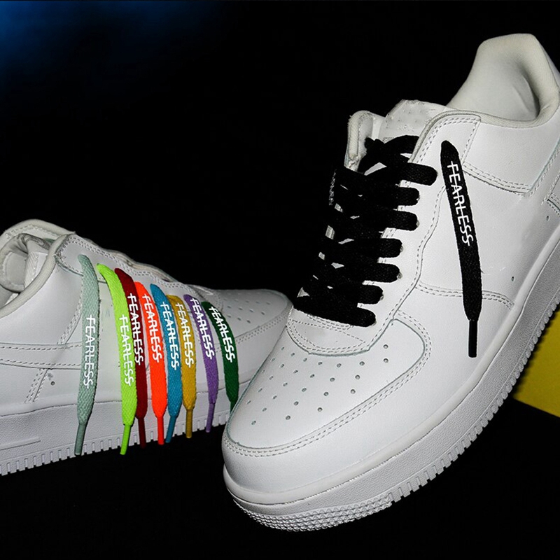 Letter Printing Shoe Laces Flat Classic Shoelaces Reflective Solid Shoe Strings Fit Fashion Sports Shoelace Accessories 1 Pair