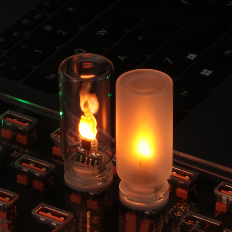 1Pc 5V LED Simulated Flame Light Bulb USB Candle Light Mini Night Light Festival Car Power Bank Portable Decorative Light Bulb