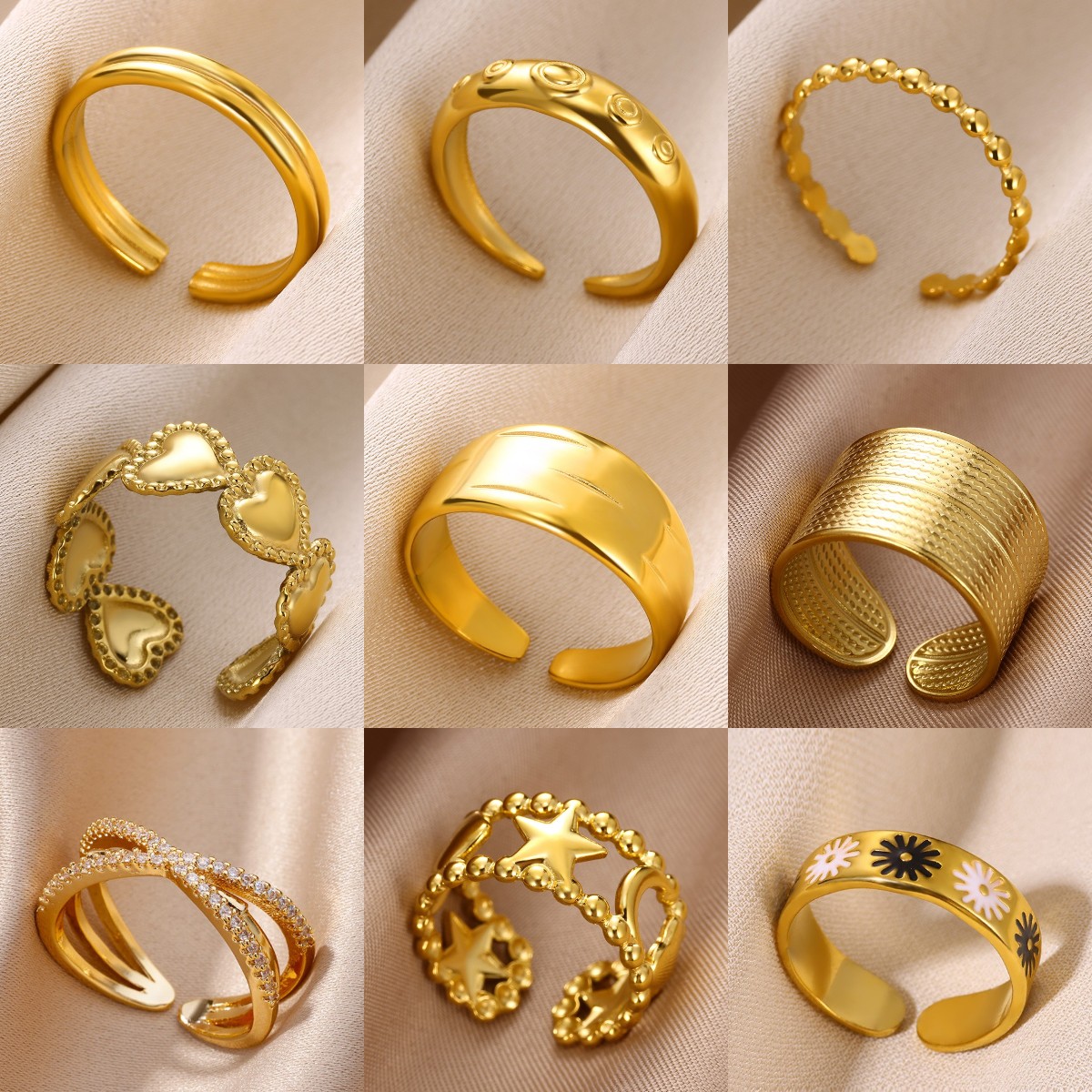 Minimalist Wide Smooth Open Rings For Women Gold Color Stainless steel Waterproof Rings Classic Elegance Jewelery Free Shipping