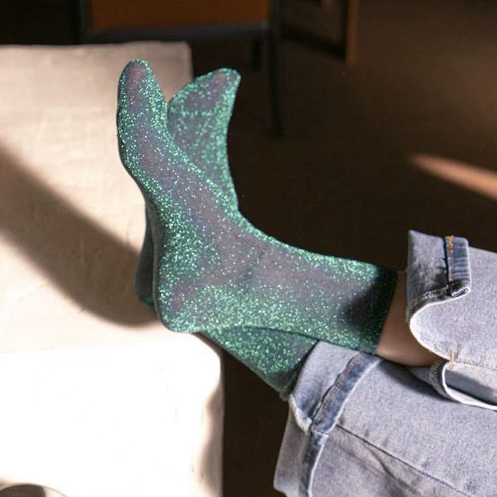 1 Pair/Set Women's Thin Sheer Summer Breathable Shiny Socks Korean Style Silk Socks Luxury Design High Quality Socks