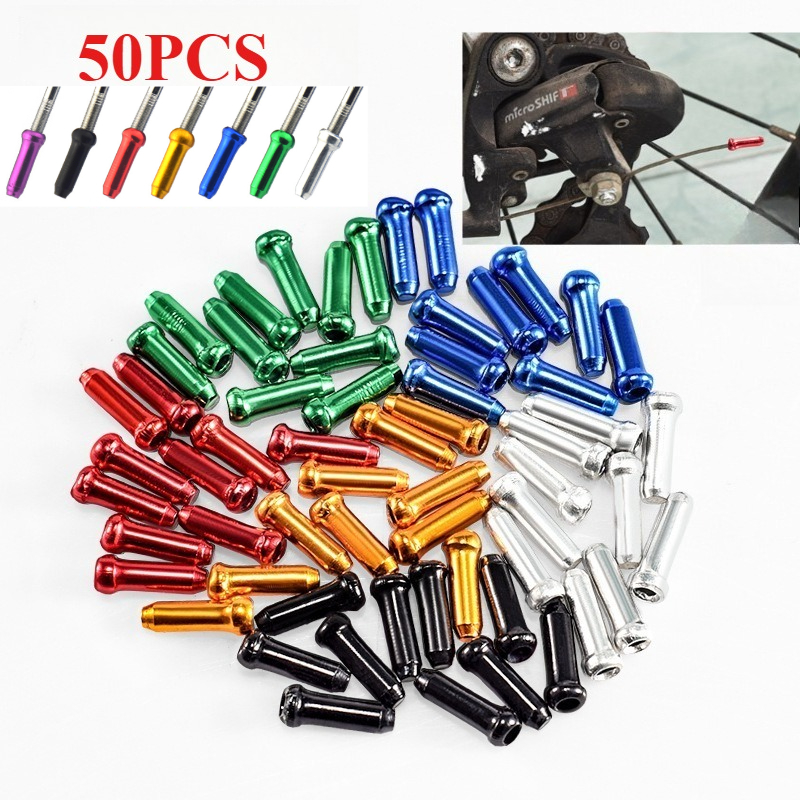 50pcs Bicycle Brake Wire Terminal Housing Sleeve Aluminium Alloy for Bicycle Brake Wire Terminal Housing Ferrules