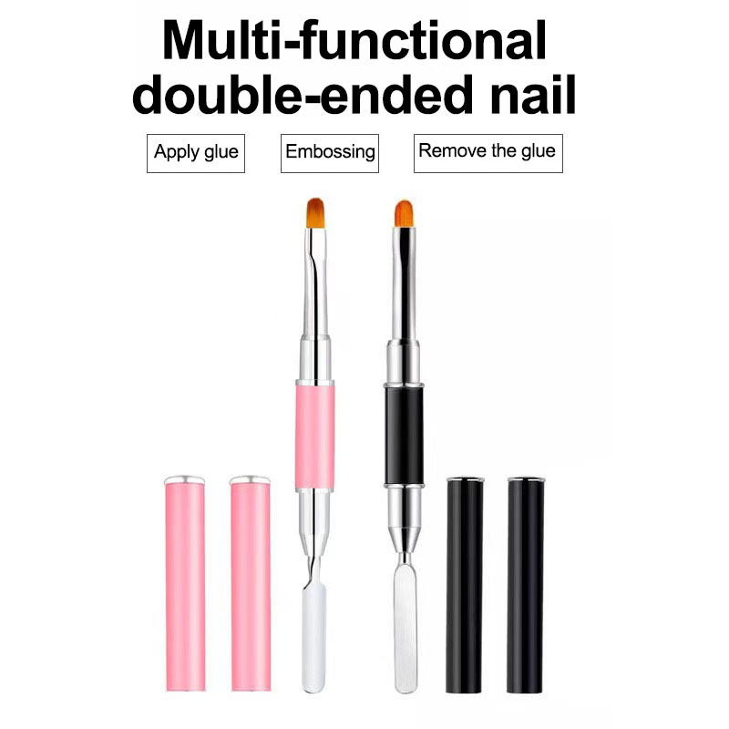 New 1/3PCS Nail Art Brushes 2 in 1 Design Nail Brush Small French Thin Manicure Brush Builder Gel Set XJS01