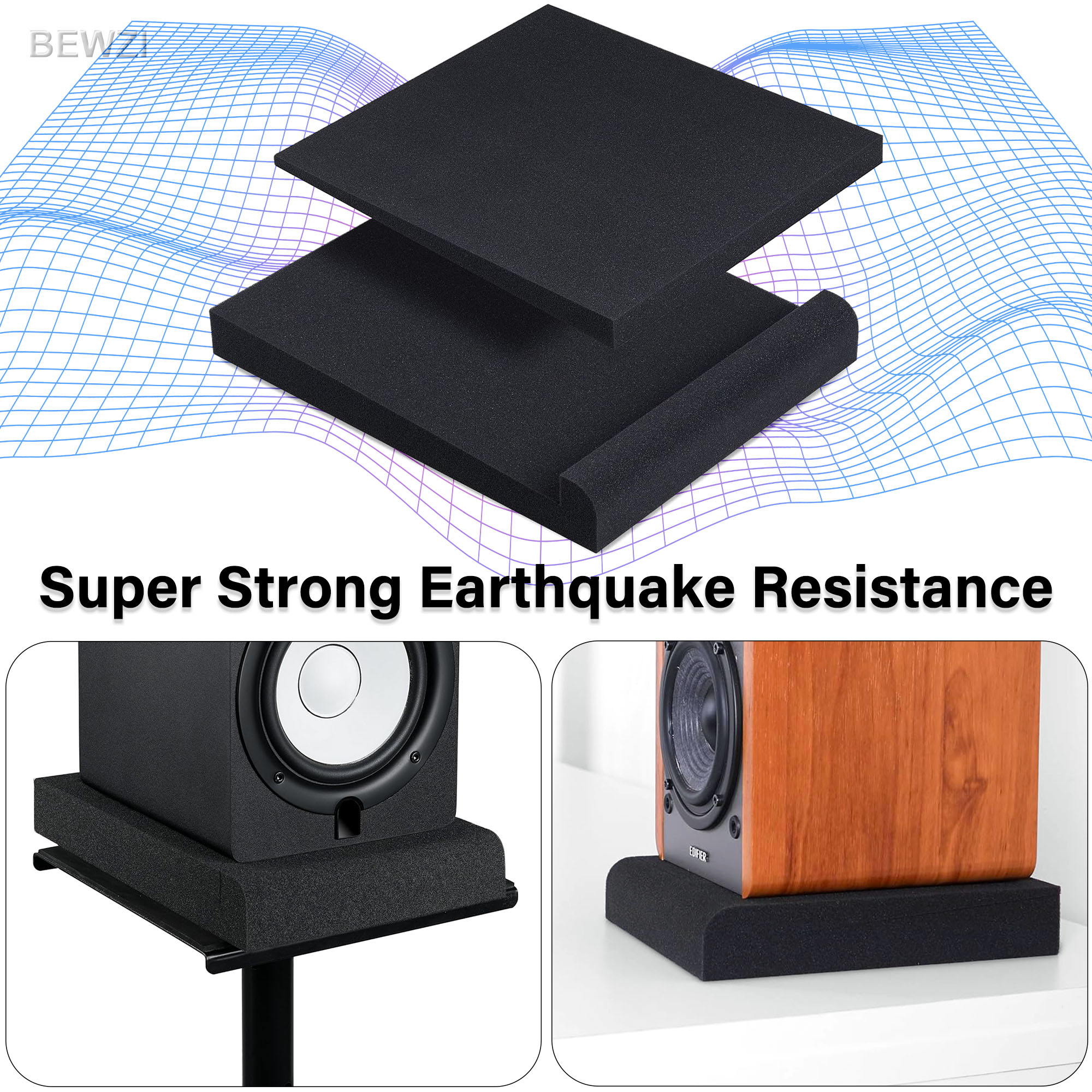 1 Pair Speaker Pads Super Anti-vibration, Studio Monitor Speaker Base Acoustic Isolation Sponge Pads