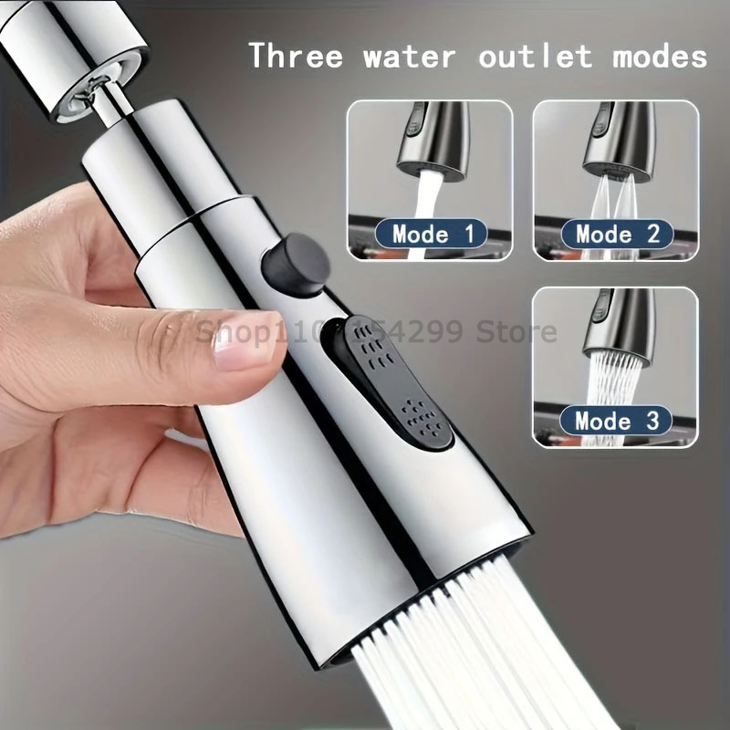 3 In1 Universal 360° Rotation Kitchen Faucet Extender ABS Durable Water Saving Shower Spray Head Bathroom Basin Tap Replacement