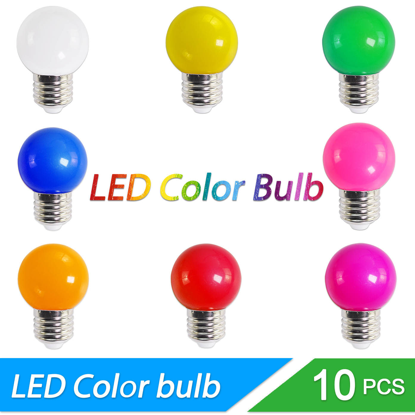 10Pcs LED Bulb Lamp E27 Colorful LED Light Lampada 3W AC 220V-240V Flashlight G45 Globe Bulbs for Home Praty Holiday Decor