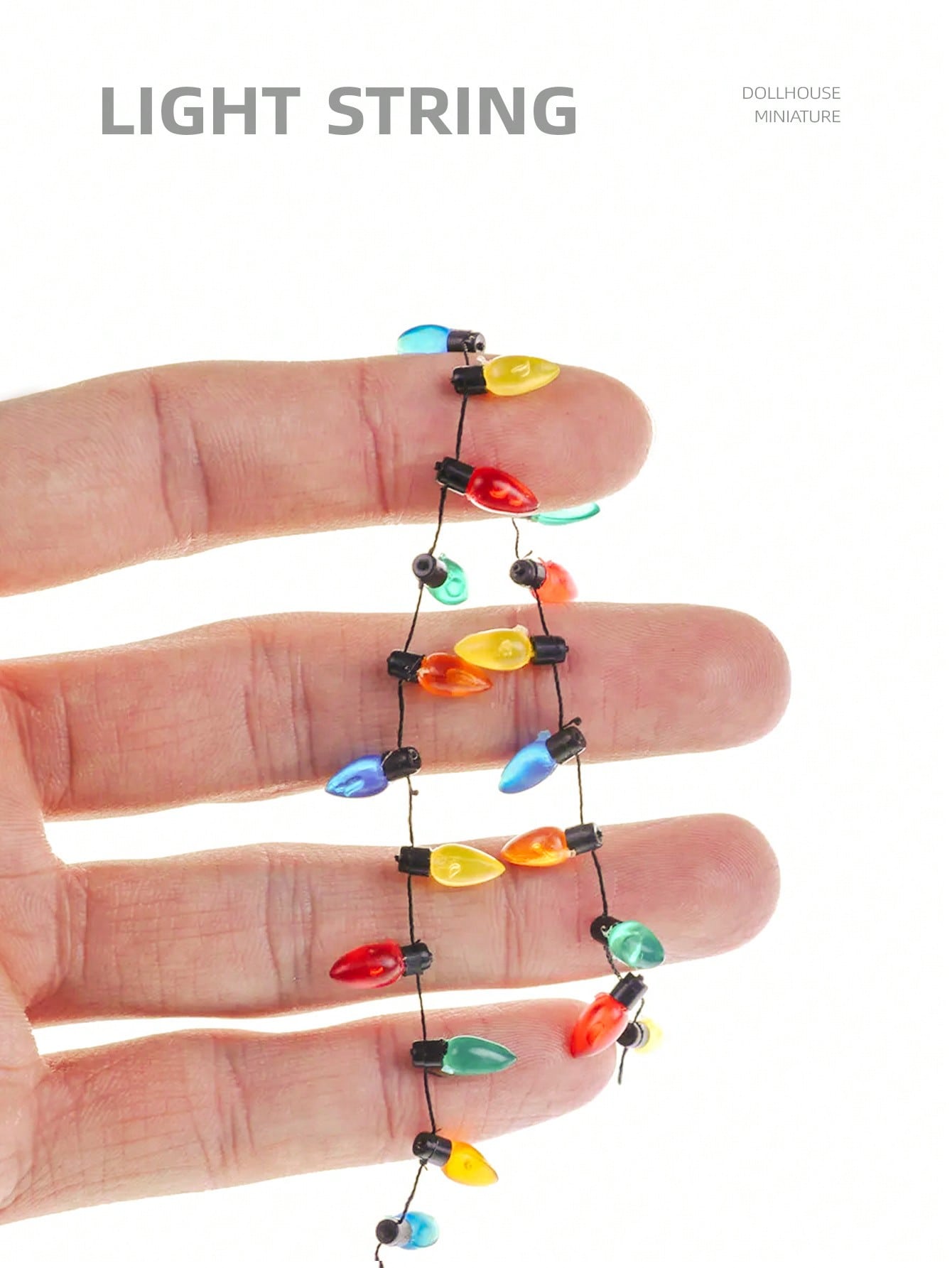 2m Doll House Miniature Lighting String: 1/12 Scale Mini Fake Lamps For New Year, Easter, Holiday Celebration, Party Decor Scene