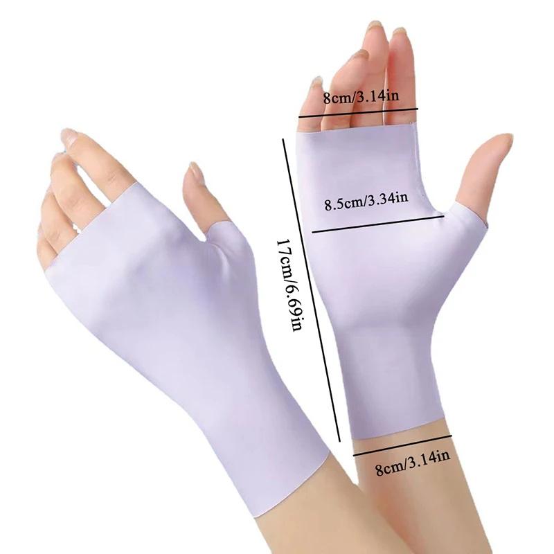【Beautiful】Pro Uv Protection Gloves For Nail Art Gel Nail Lamp Sunscreen Gloves Fingerless Hand Sun Care Thin Cool Ice Silk