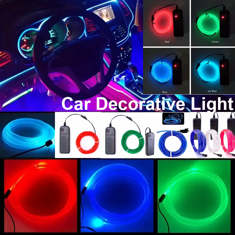 1PC 1/3/5M USB Light Strip Waterproof LED Light Glow EL Wire String Strip 5V Car Interior Decor Universal for Most Cars