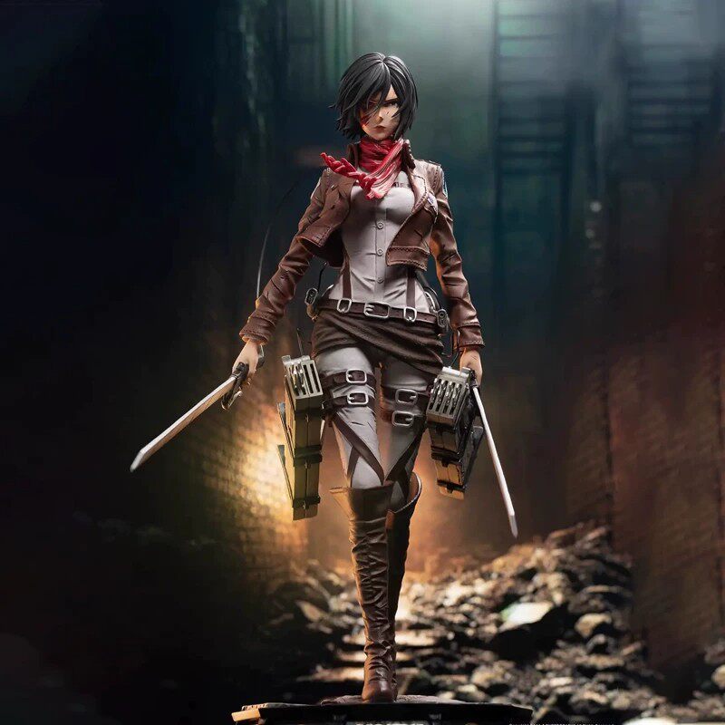 New 30cm Attack On Titan Mikasa Action Figure Collectible Statue Desktop Decoration Anime Model Trendy Toy For Collectors