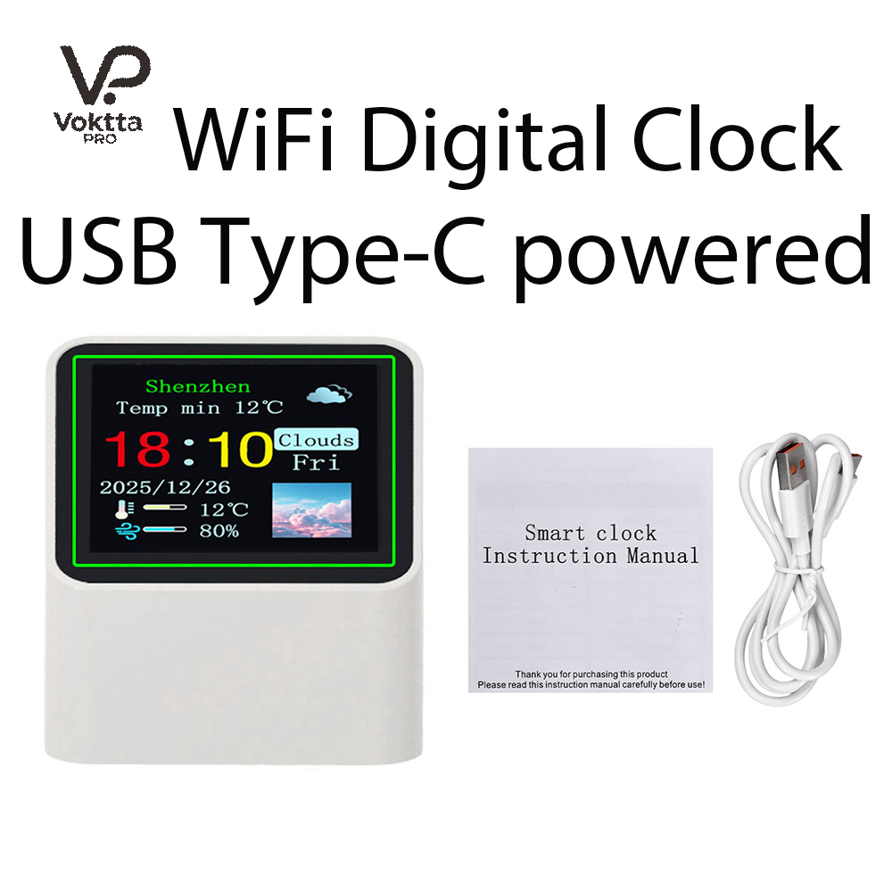 Ultra Portable Smart Wifi Weather Station Display Weather Temperature Humidity Time Alarm Clock Desktop Decoration