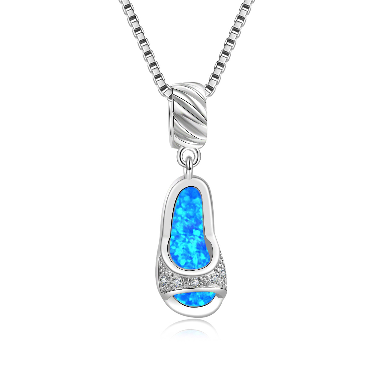 High Heel Pendant Necklace with Blue Opal,White K Plated Shoe Charm Jewelry,Fashion Dainty Gift for Women,Shoe Lover Accessory