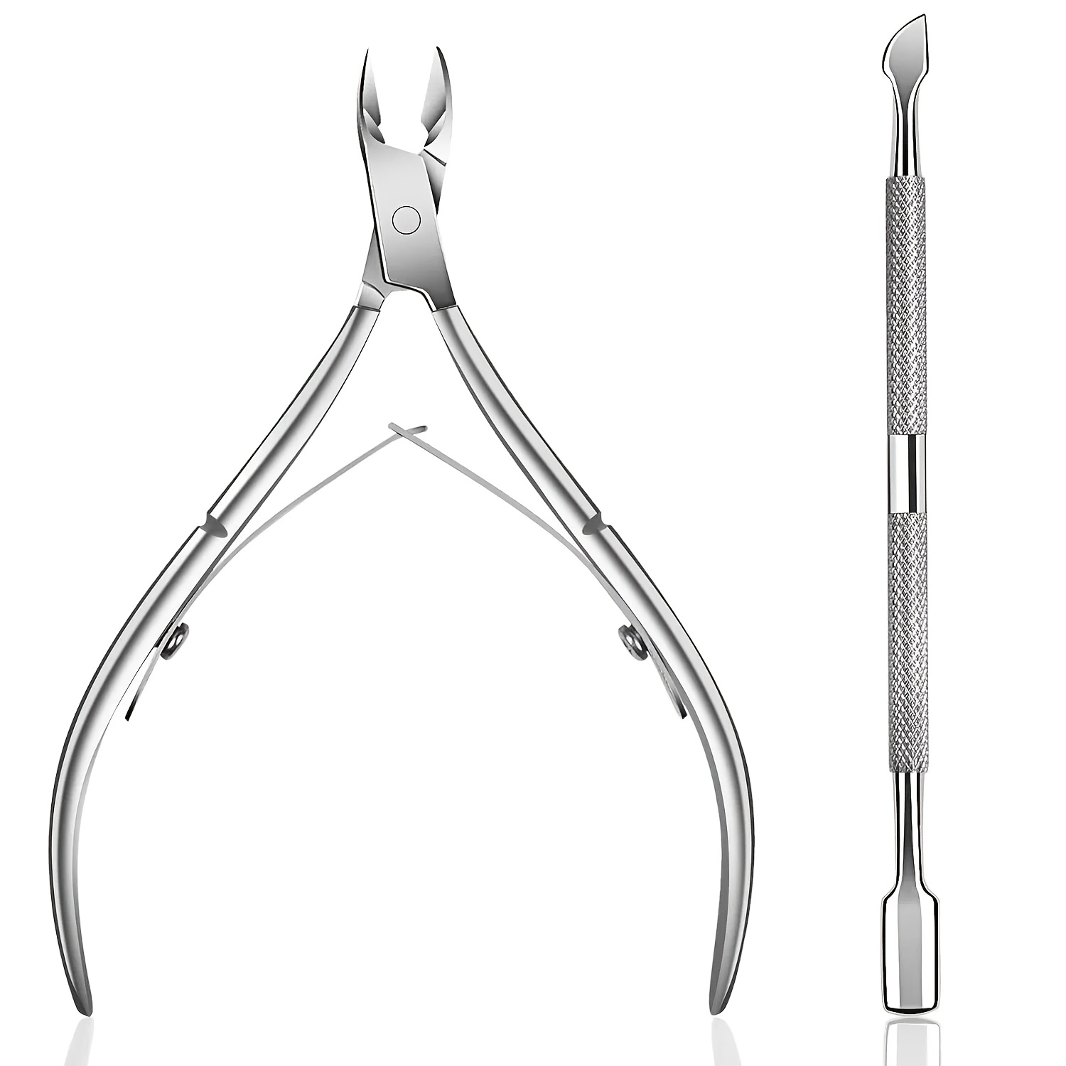 1/2pcs New Professional Stainless Steel Cuticle Trimmer with Cuticle Pusher - Cuticle Remover Cuticle Nipper Cutter Clipper