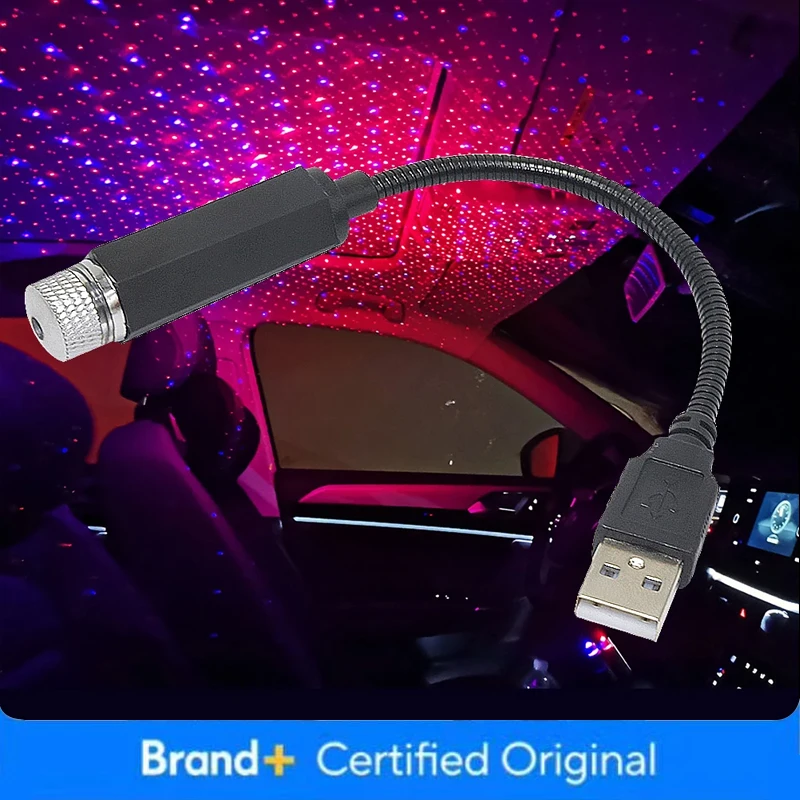 LED Car Roof Star Night Light Projector Atmosphere Lamp USB Ambient Light Adjustable for Auto Home Decor Lights