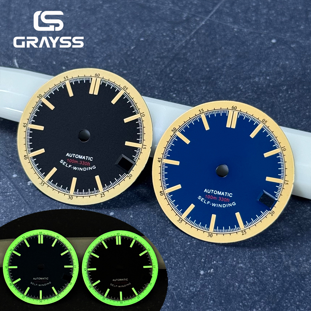 New 28.5mm Retro Navy Blue/Black Watch Dial for SKX NH35 NH34 Movement 3 O'Clock Crown Dive Watch for Men Watch Accessories