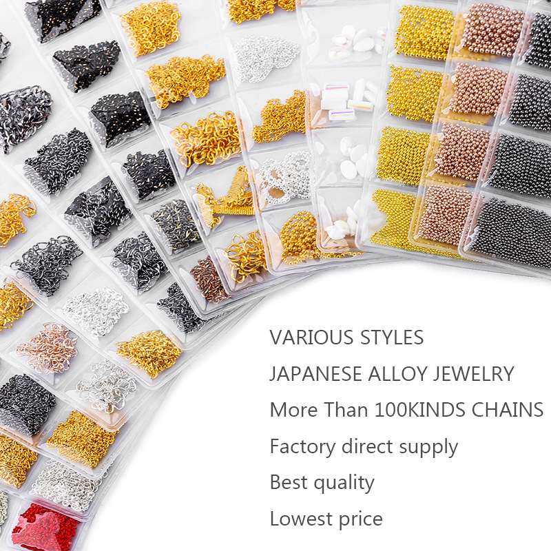 6Pcs/Pack Mixed Chain Japanese Korea Gold Silver Rose Metal Pearl Chain 3d Nail Art Decorations Bag Jewelry New Arrival Punk ja 3